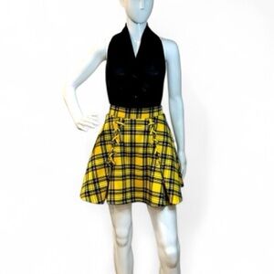 Hot Topic Yellow Plaid Skater Circle Skirt